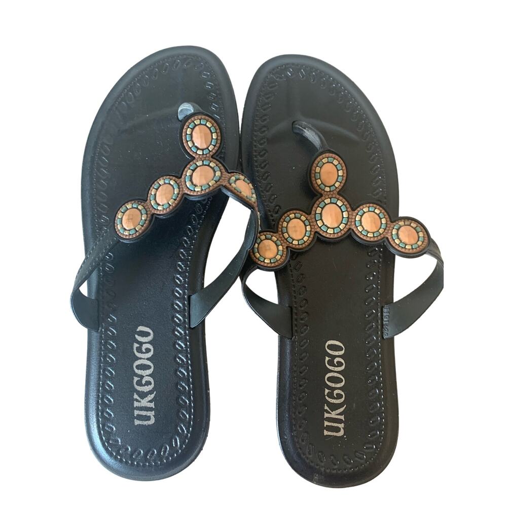 UKGOGO beaded taupe blue size eu 41